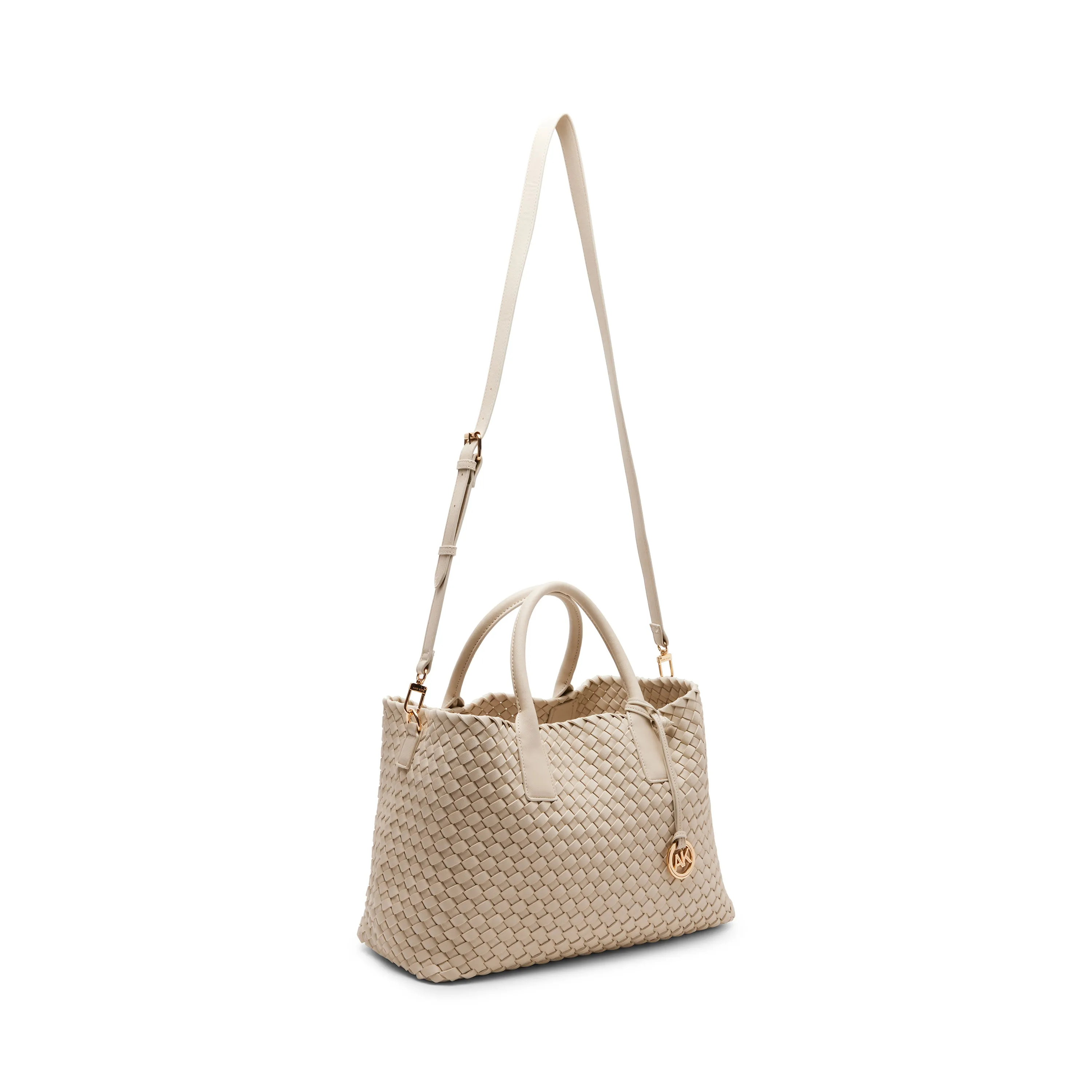 Anne Klein Large Woven Tote Handbag with Detachable Pouch