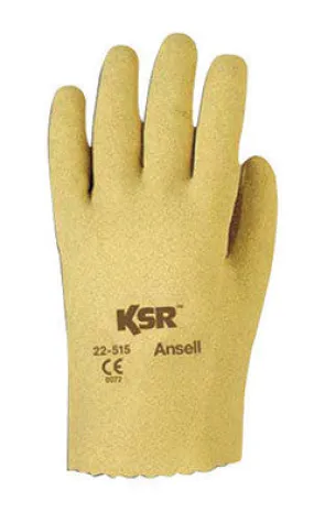 Ansell Size 10 KSR Light Duty Multi-Purpose Cut And Abrasion Resistant Tan Vinyl Fully Coated Work Gloves With Interlock Knit Liner And Slip-On Cuff