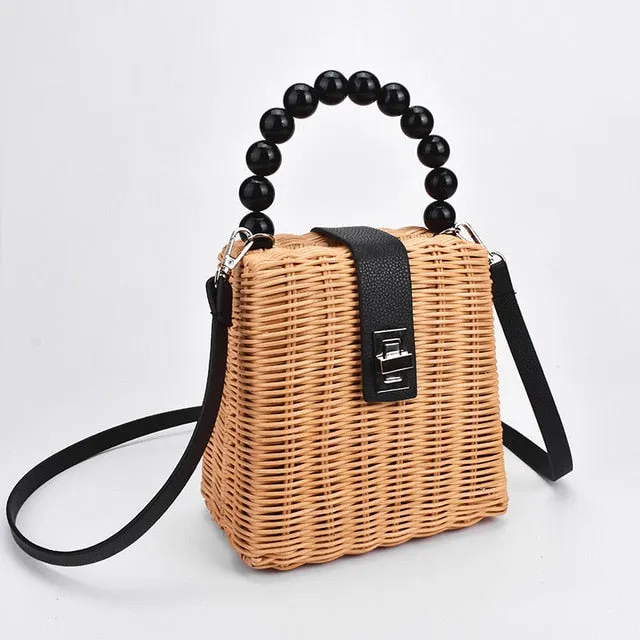 Bead Hand-woven Straw Bag