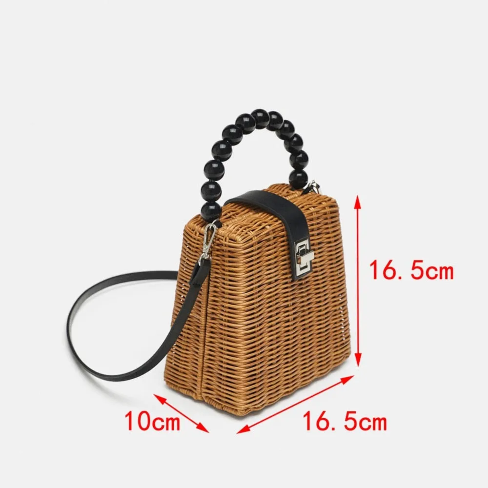 Bead Hand-woven Straw Bag