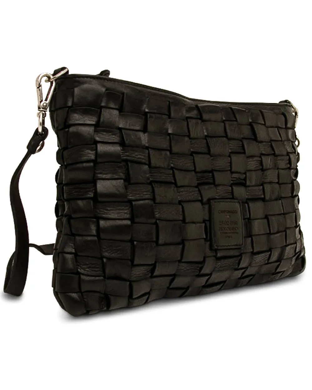 Black Woven Leather Pouch