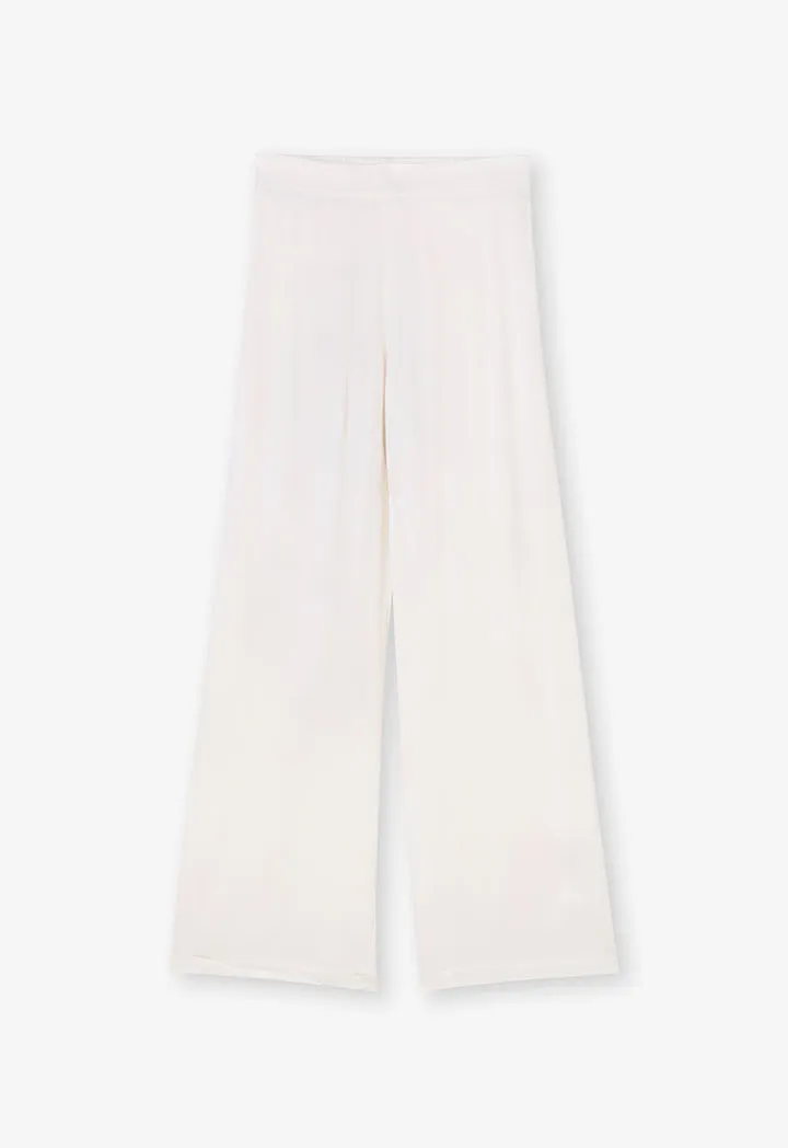 Choice Soft High-Waist Straight Wide Legs Trouser Cream