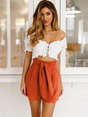 Classic Waist Bandage Loose Shorts