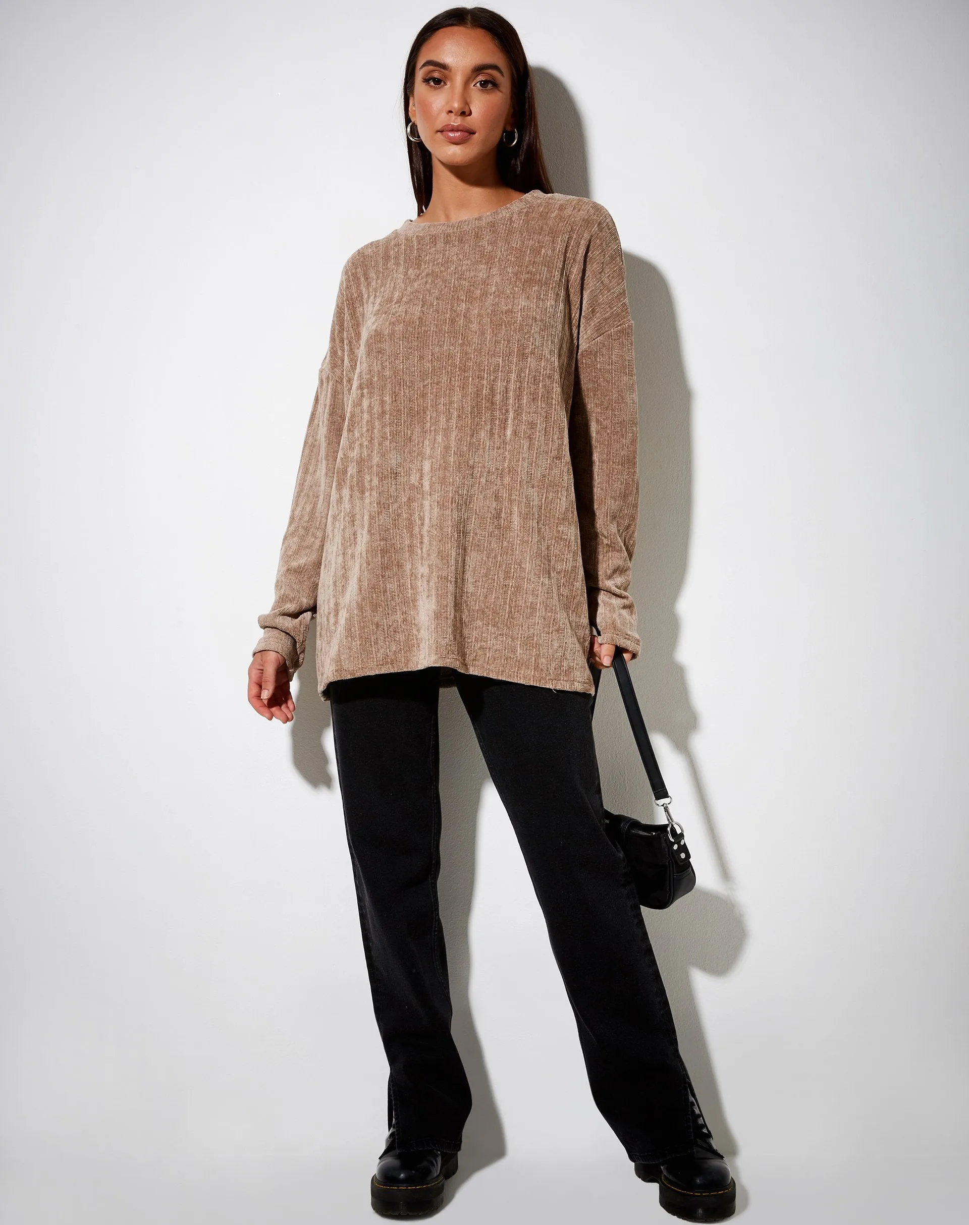 Dad Jumper in Chenille Taupe