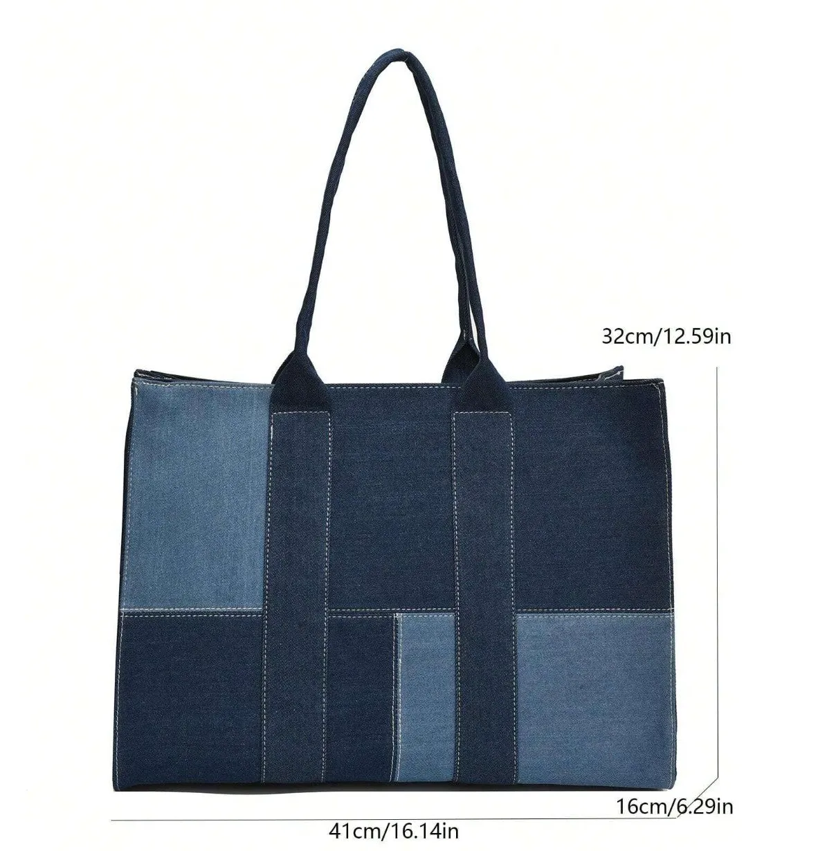 Denim Colorblock Tote