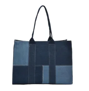 Denim Colorblock Tote