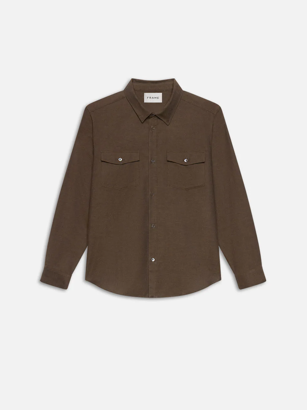 Double Pocket Wool Blend Shirt -- Soft Mocha