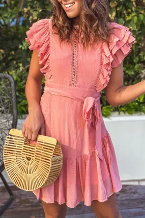 Dusty Blush Ruffled Short Dress