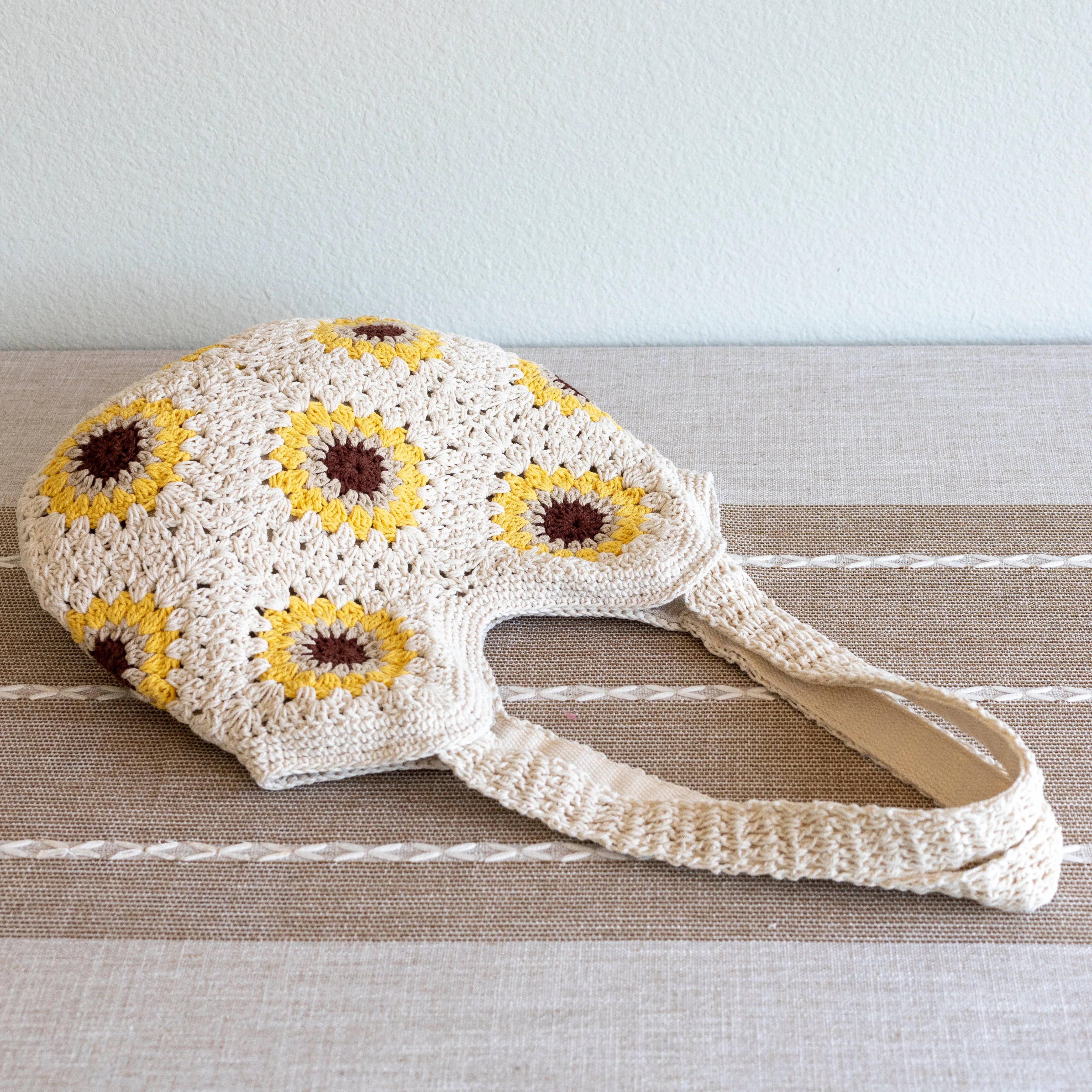 Elena Handbags Handmade Crochet Sunflower Granny Square Tote