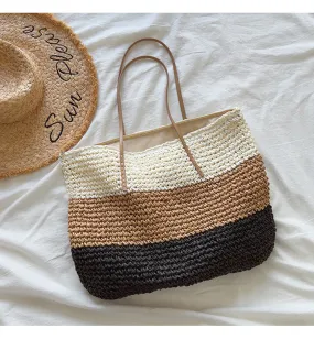 Elena Handbags Large Straw Woven Summer Tote