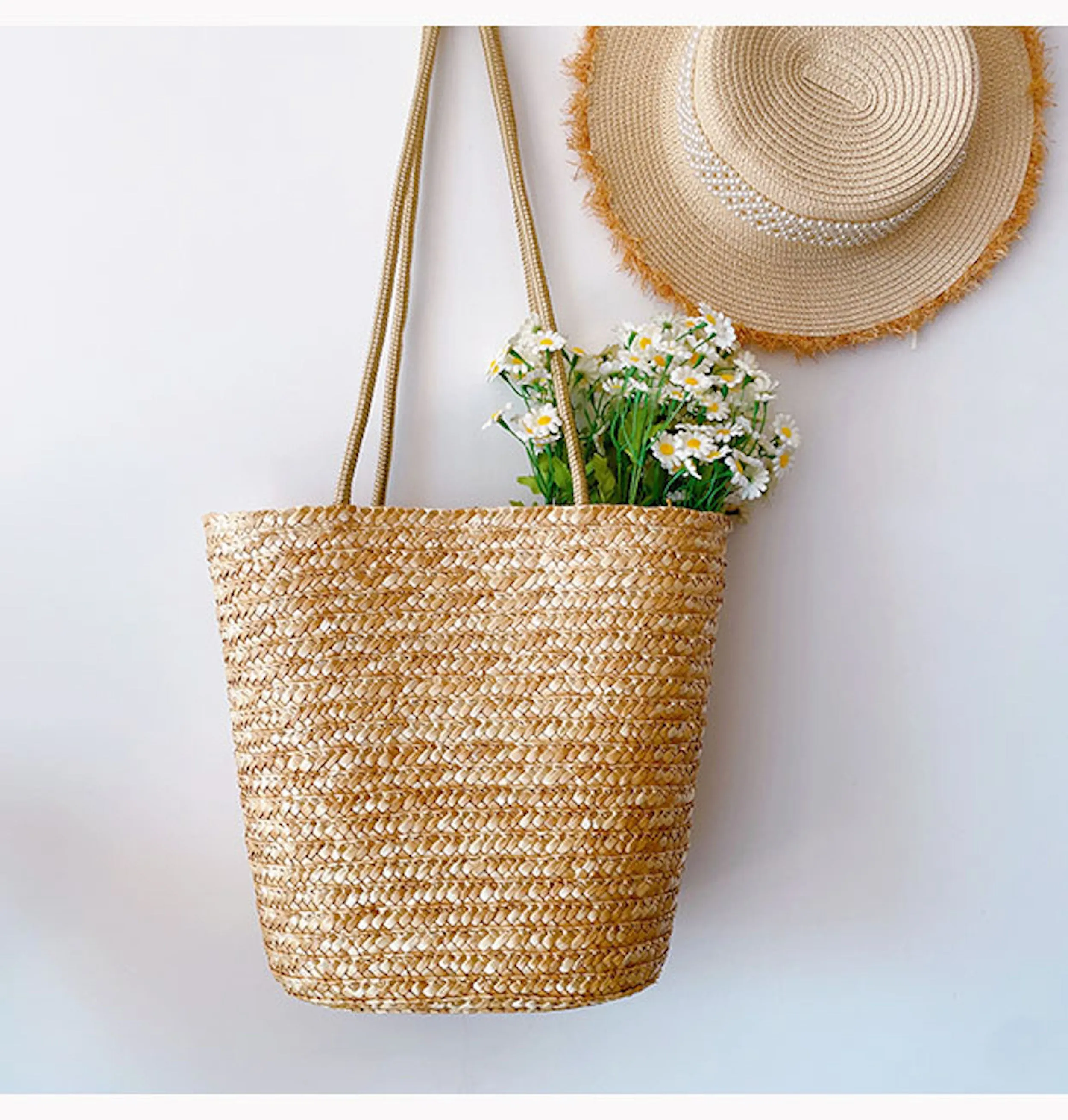 Elena Handbags Straw Basket Summer Tote