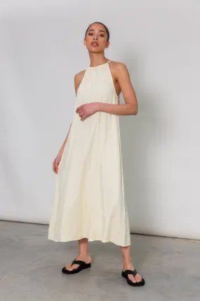 Fallon High Neck Midi Dress - Lemon Yellow