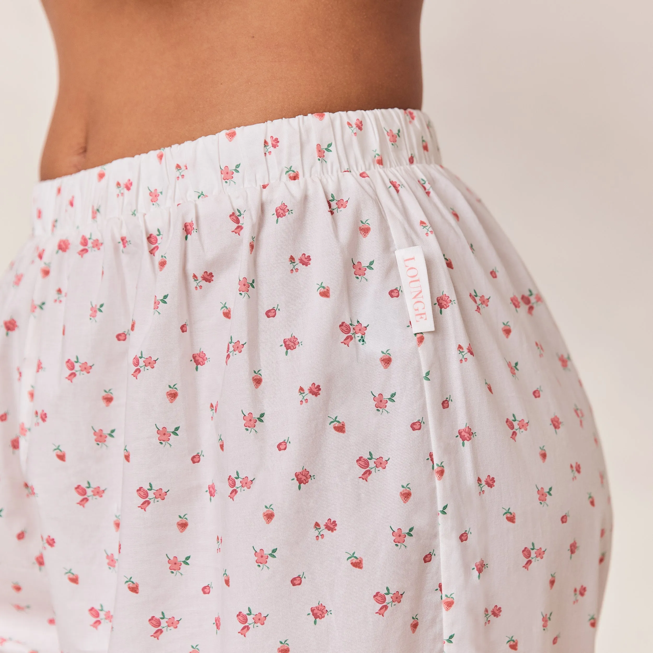 Floral Pajama Bottoms - White Print