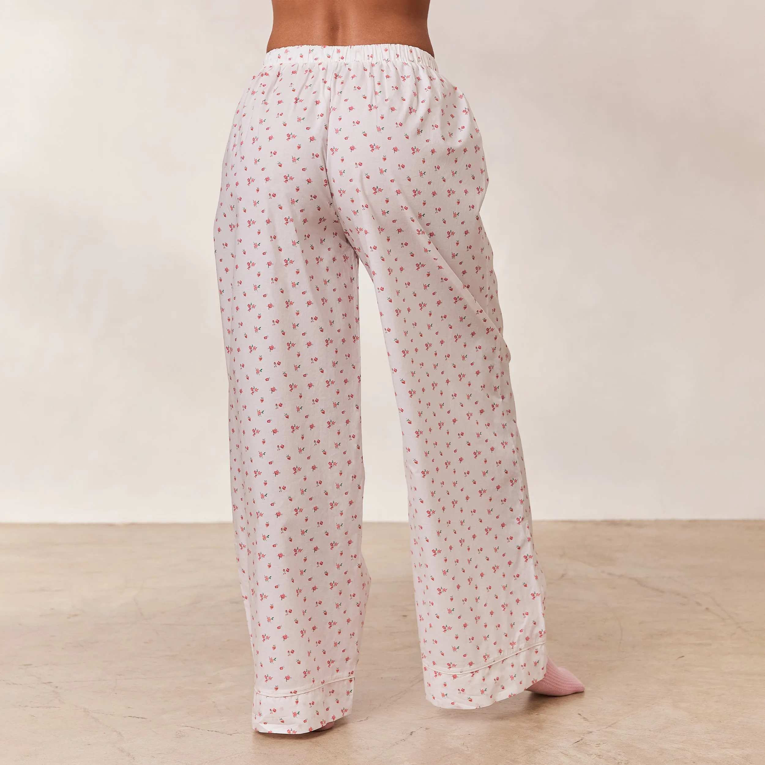 Floral Pajama Bottoms - White Print