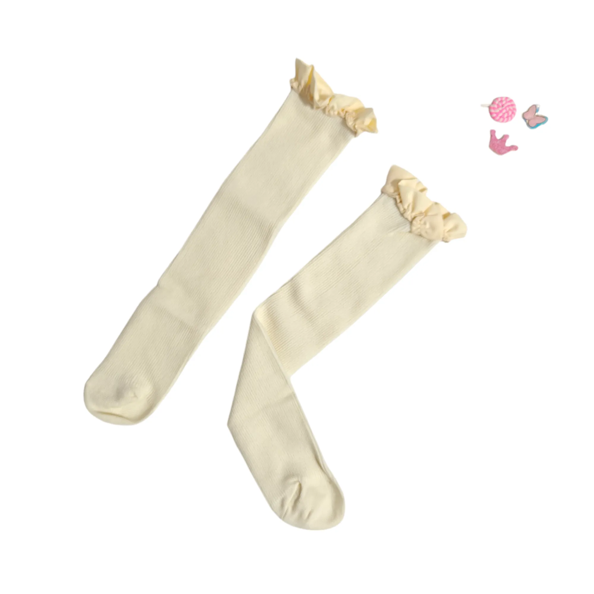 GIRLS' RUFFLED KOREAN STYLE FREE SIZE LONG SOCKS