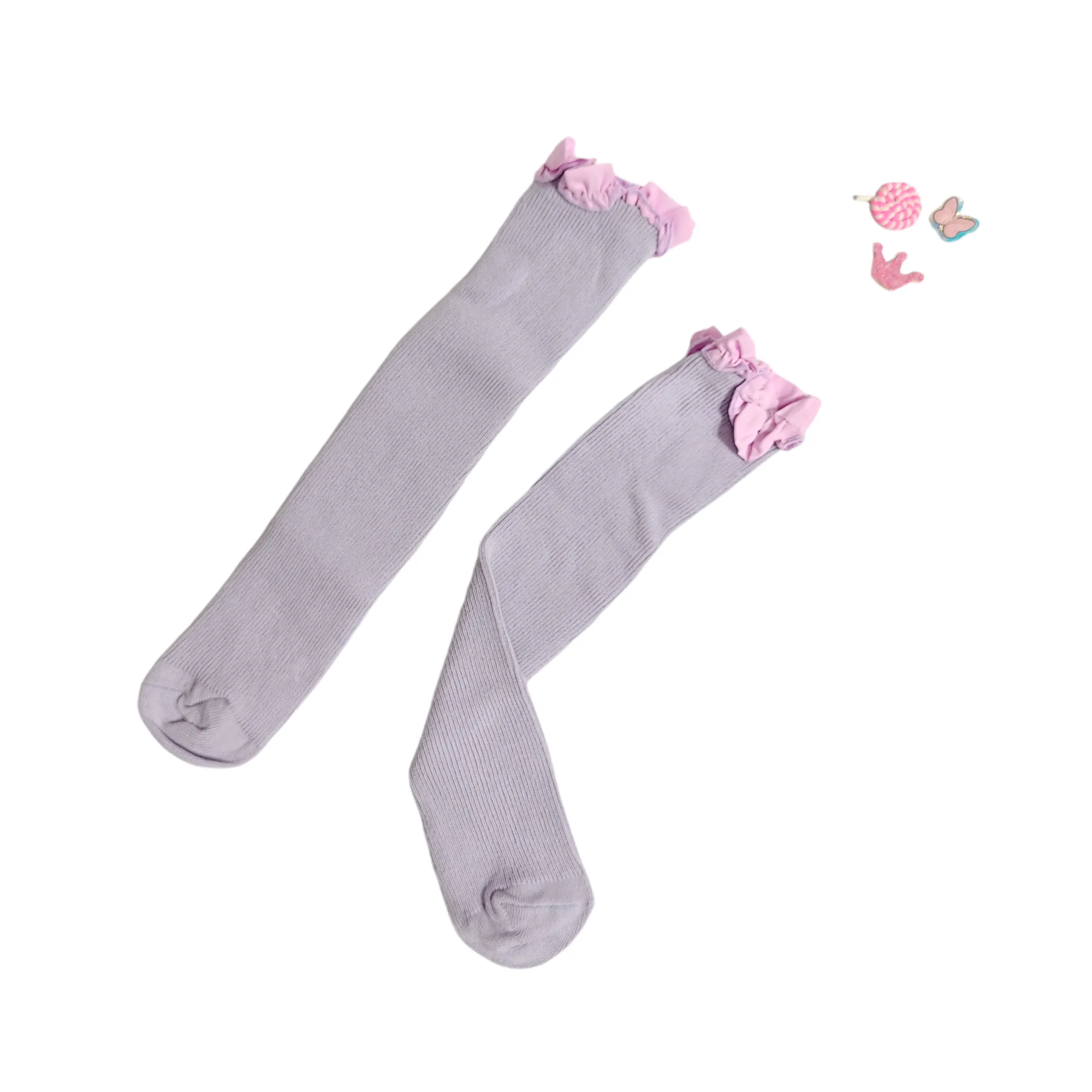 GIRLS' RUFFLED KOREAN STYLE FREE SIZE LONG SOCKS