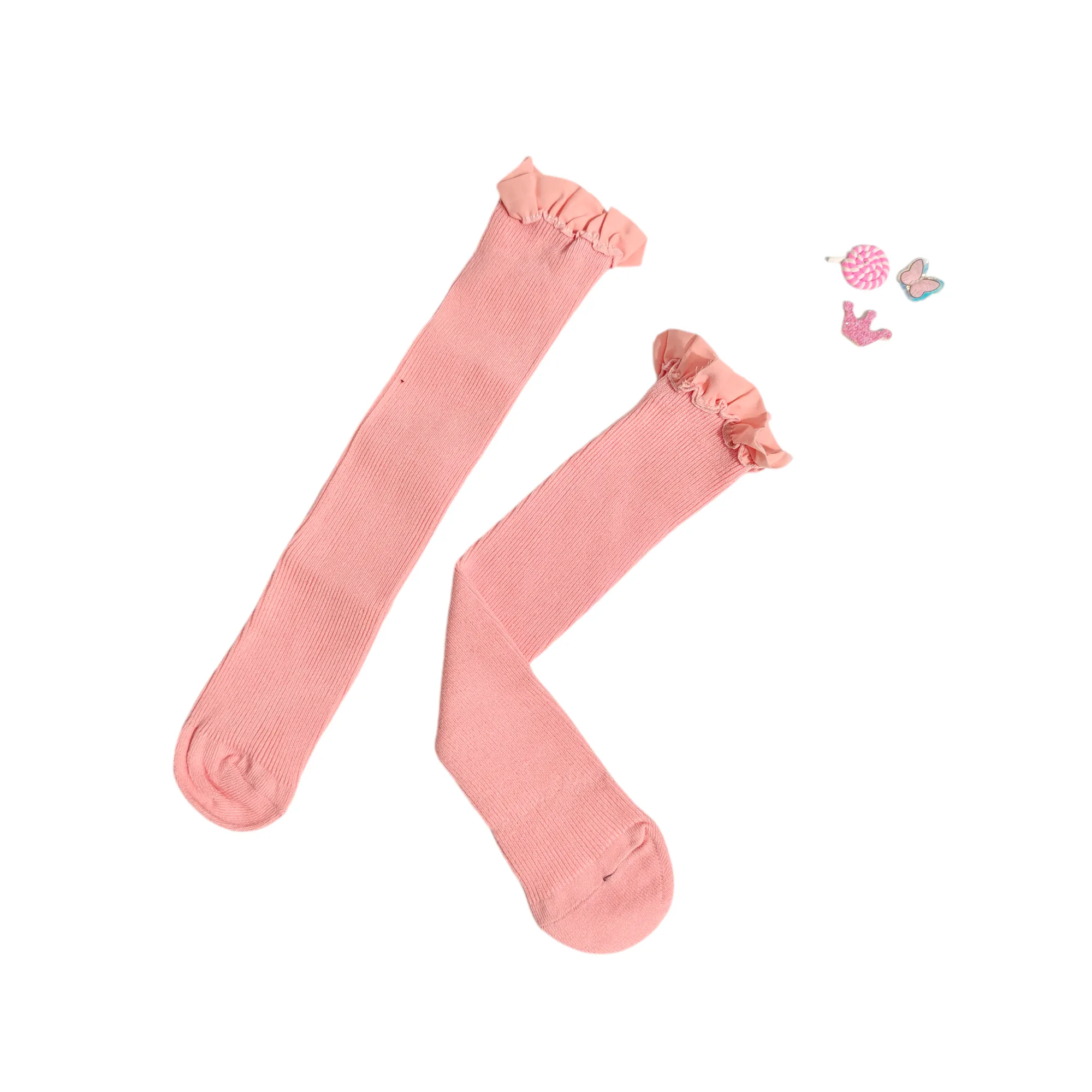 GIRLS' RUFFLED KOREAN STYLE FREE SIZE LONG SOCKS