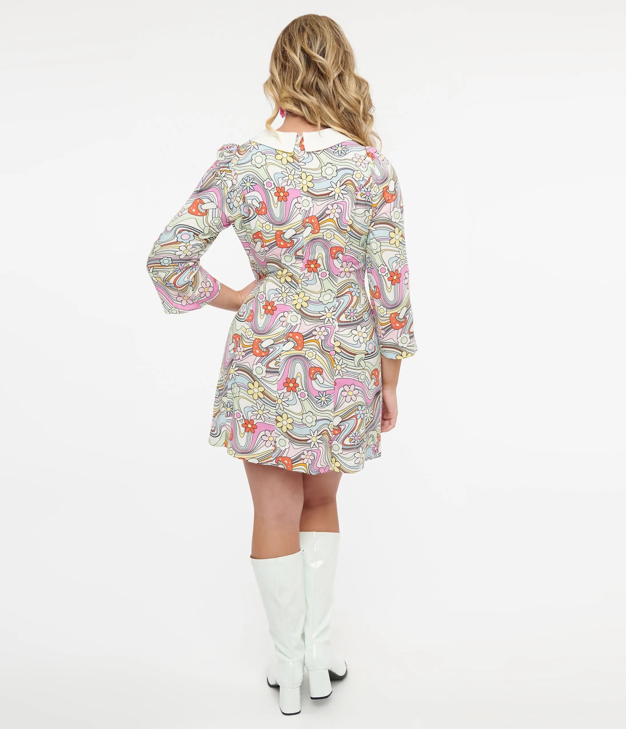 Hell Bunny 1960s Pastel Rainbow Hazy Daze Floral Shift Dress