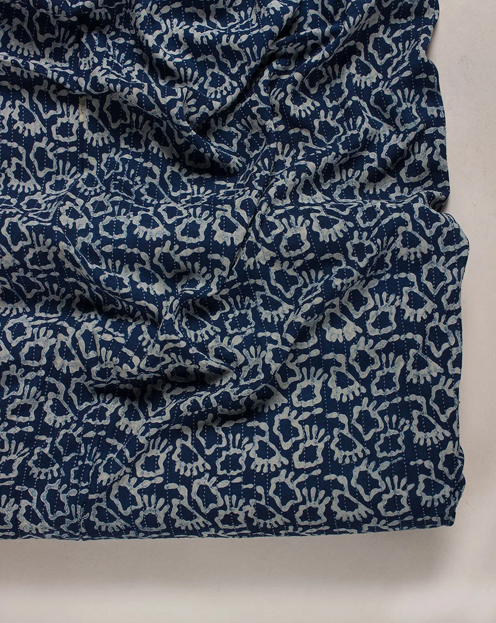 Indigo Hand Block Kantha Rayon Fabric