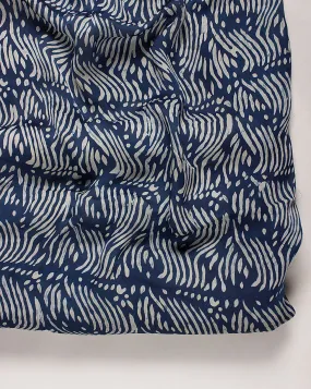 Indigo Hand Block Organza Satin Fabric