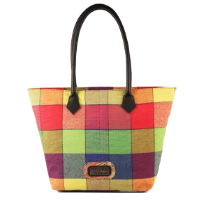 Jute Bag with Leather Handles - Multicolor