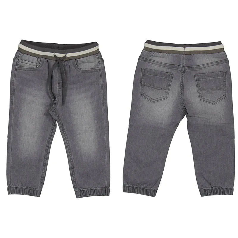 Light Grey Soft denim Baby joggers