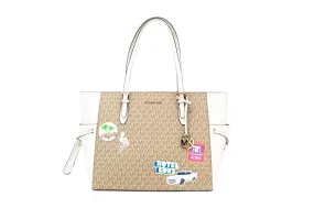 Michael Kors Gilly Large Travel Print Light Cream Tote