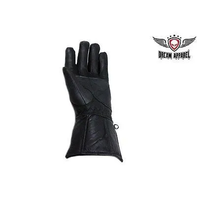 MOTORCYCLE RIDERS INSULATED GAUNTLET LINED GLOVES W/STUDS & CONCHOS VERY SOFT