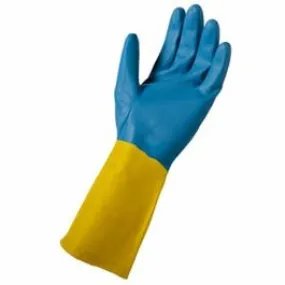 Neoprene-Coated Latex Gloves, Blue & Yellow, Women's L