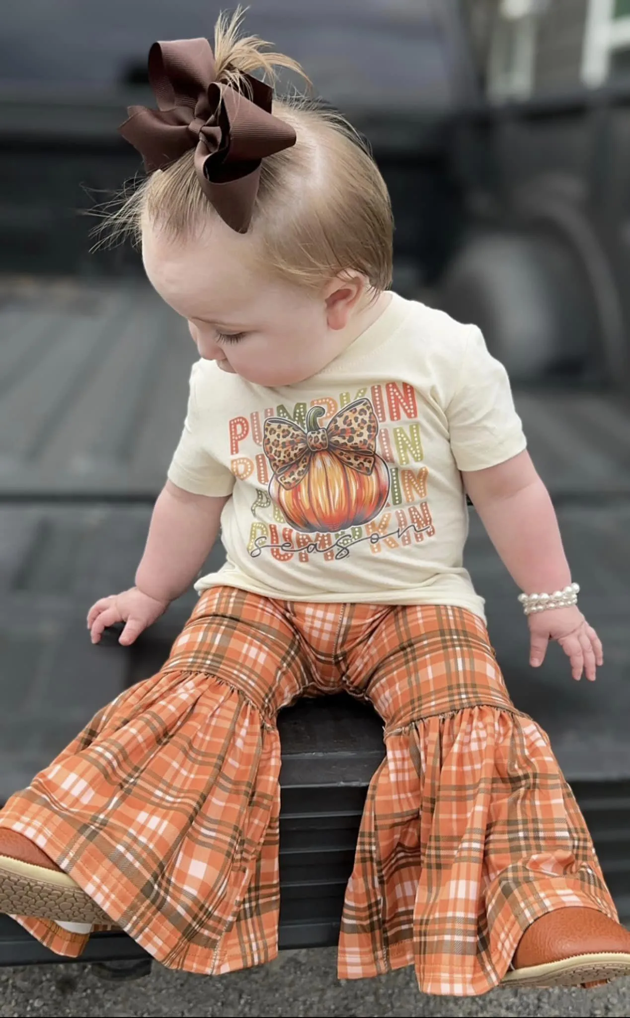 Orange Plaid Bell Bottoms