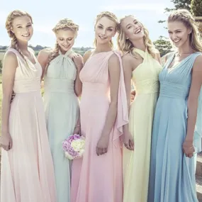 Pastel Different Chiffon Infinite Beach Bridesmaid Dresses