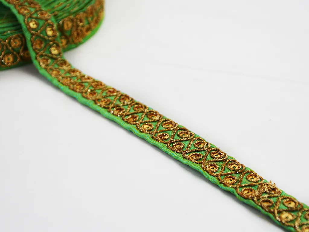 Pastel Green Sequins and Zari Work Embroidered Border