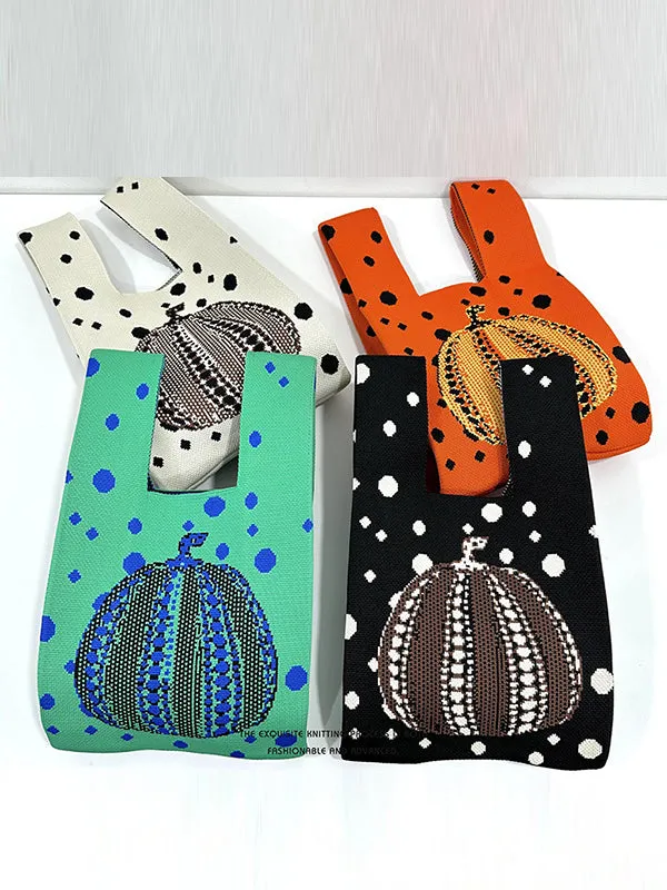 Polka-Dot Split-Joint Woven Handbags Bags