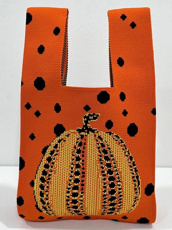 Polka-Dot Split-Joint Woven Handbags Bags