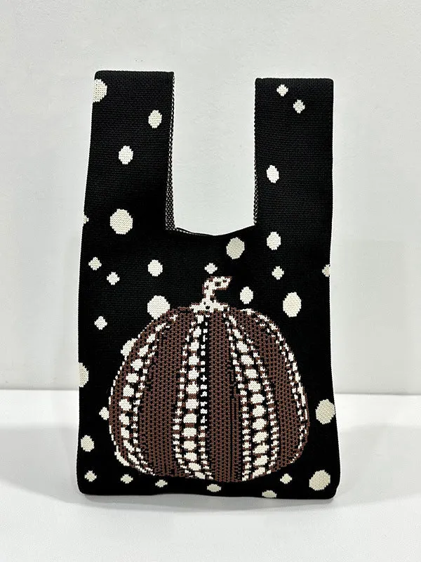 Polka-Dot Split-Joint Woven Handbags Bags