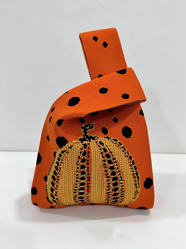 Polka-Dot Split-Joint Woven Handbags Bags