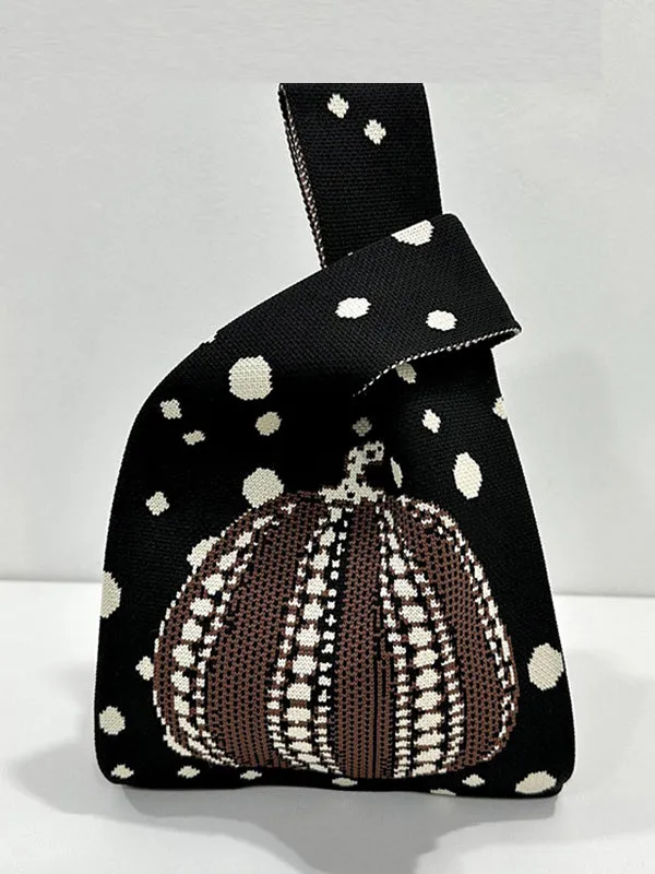 Polka-Dot Split-Joint Woven Handbags Bags