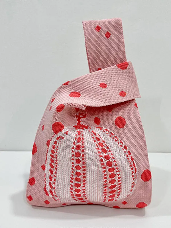 Polka-Dot Split-Joint Woven Handbags Bags