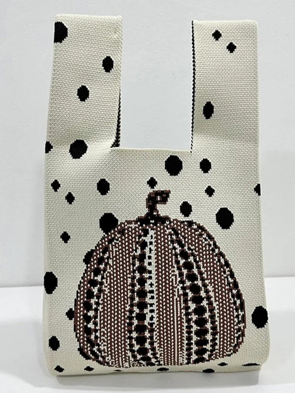 Polka-Dot Split-Joint Woven Handbags Bags