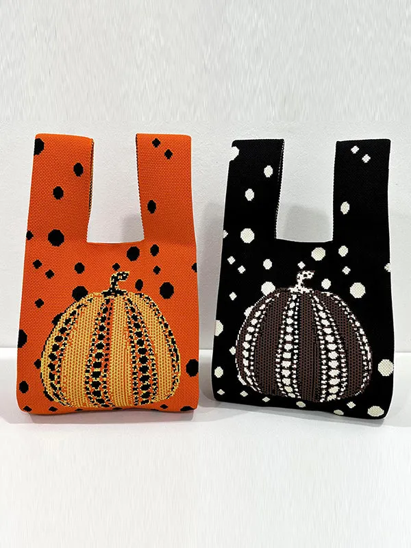 Polka-Dot Split-Joint Woven Handbags Bags