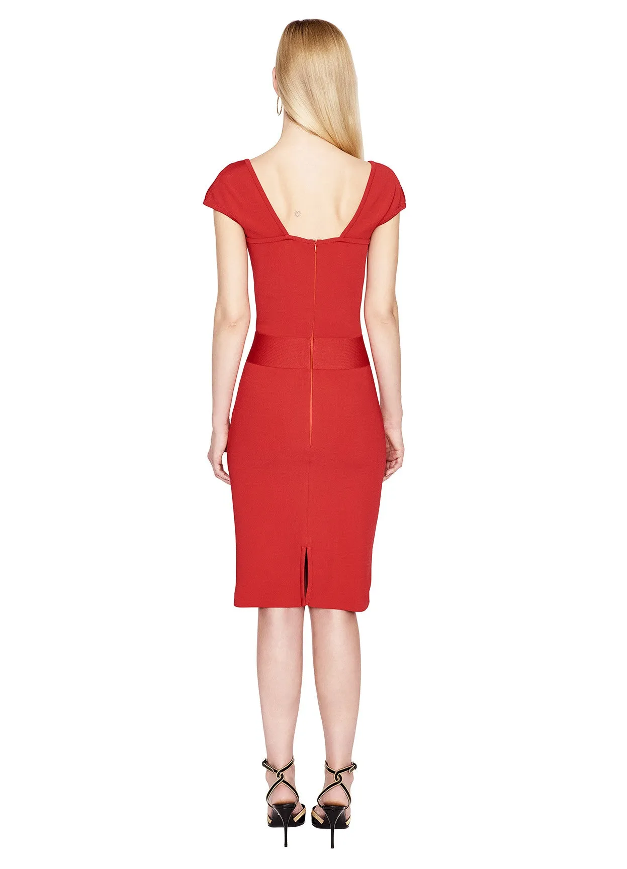 Sandrine - Strapless Knit Dress with Laser Cut Circle Design