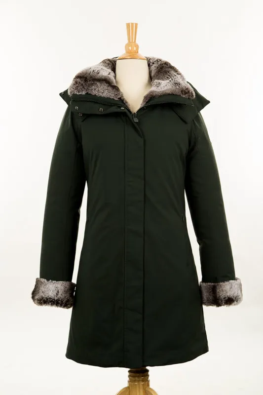 Save the Duck SMEG Coat: Faux Fur Collar with Iridescent Finish