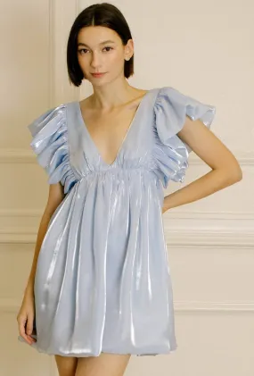 Sky Blue Pastel and Shiny Sheen Mini Dress