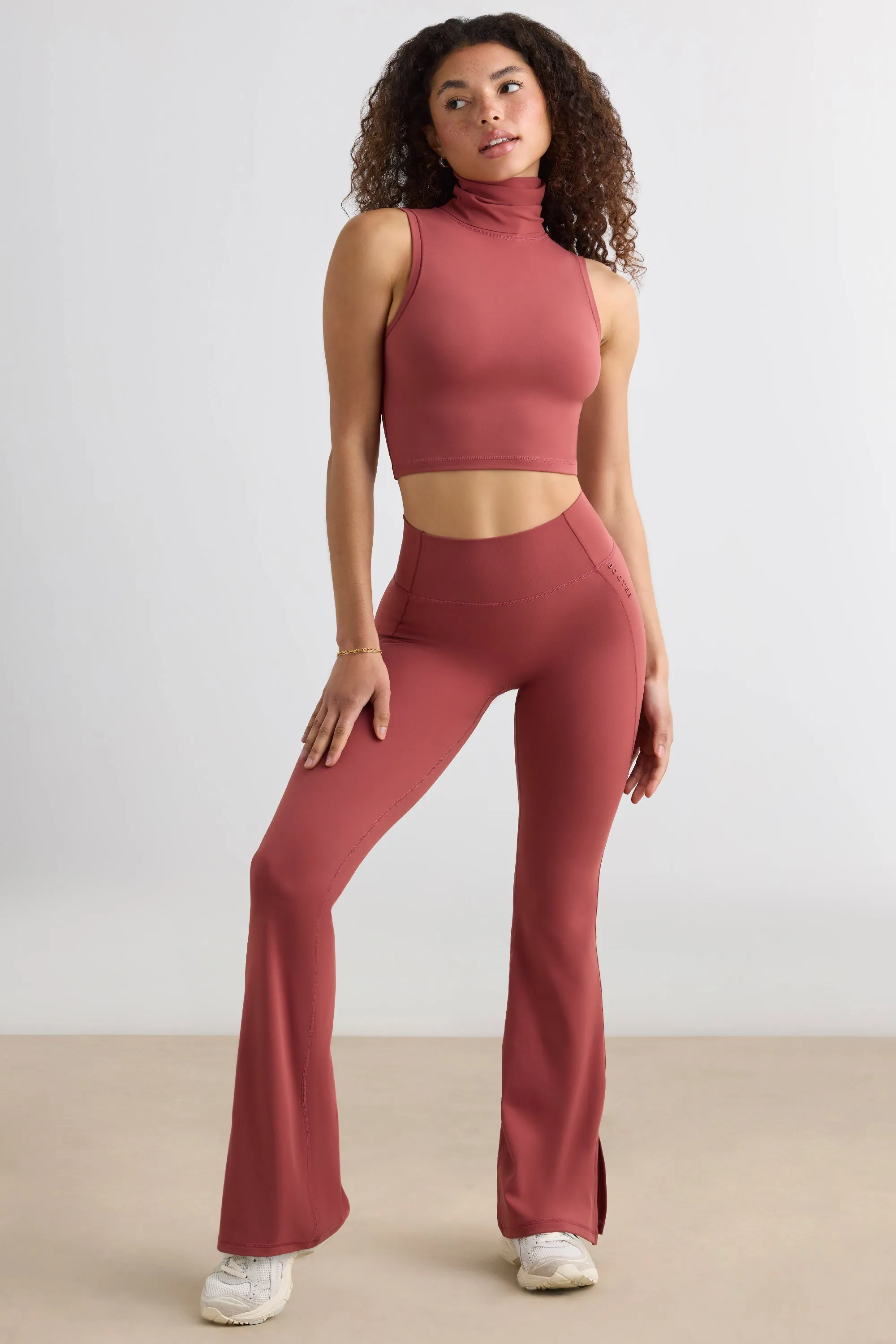 Soft Active Flared Trousers in Rust