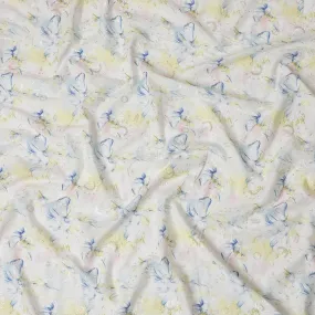 Soft Pastel Floral Sequin Embroidered Synthetic Cotton Fabric - 110cm Wide-D18551