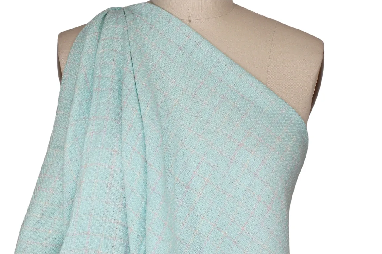 Spring! Cotton Windowpane Bouclé - Pastels on Aqua