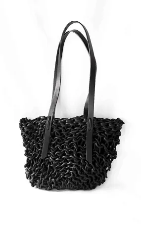 Vittoria Woven Shoulder Bag, Black