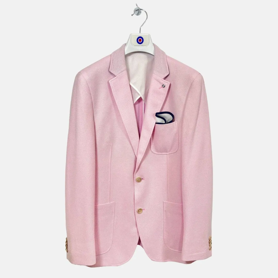 Waffle Fabric Core Fashion Blazer (Pink)