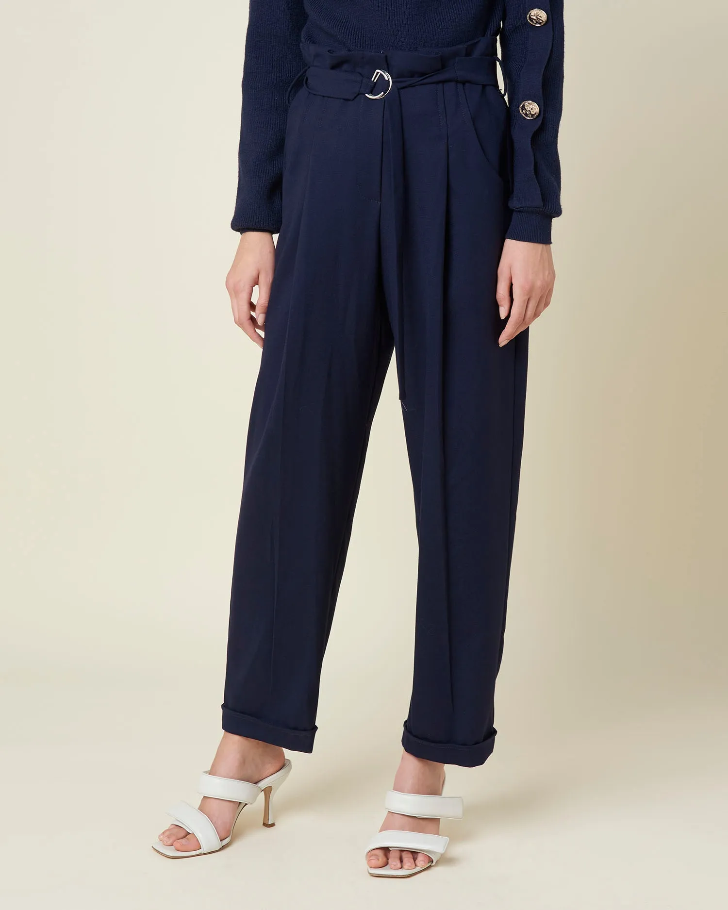 Waisted belt soft trousers