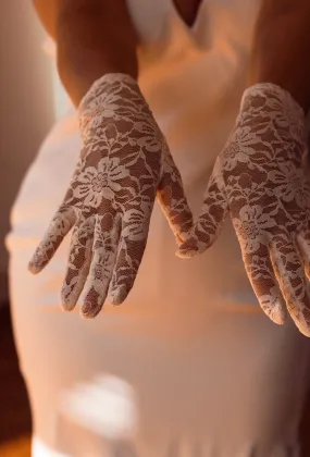 White Lace Bridal Gloves